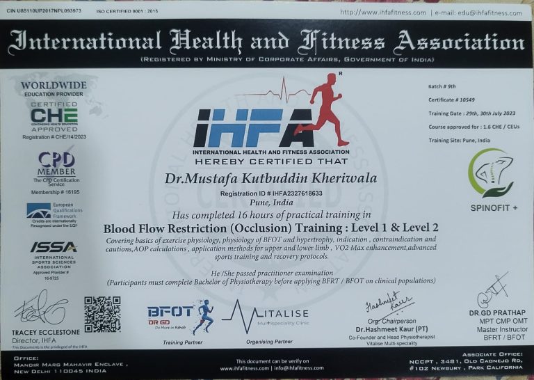 movmedphysio clinic in Mumbai Certifictes 24 min | Movmedphysio Physiotherapist near me